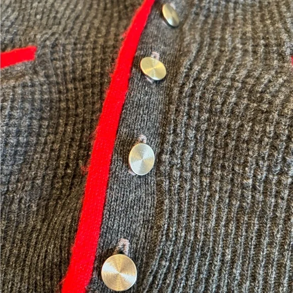Vintage 1960’s Pilgrim Charcoal Knit Vest w/ Scarlet Trim M/LGender Neutral